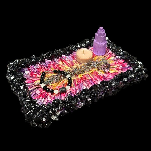 3D Bloom Colossal Crystal Edge Vanity Tray | Jewelry Tray | Perfume Tray - Picture 2 of 3